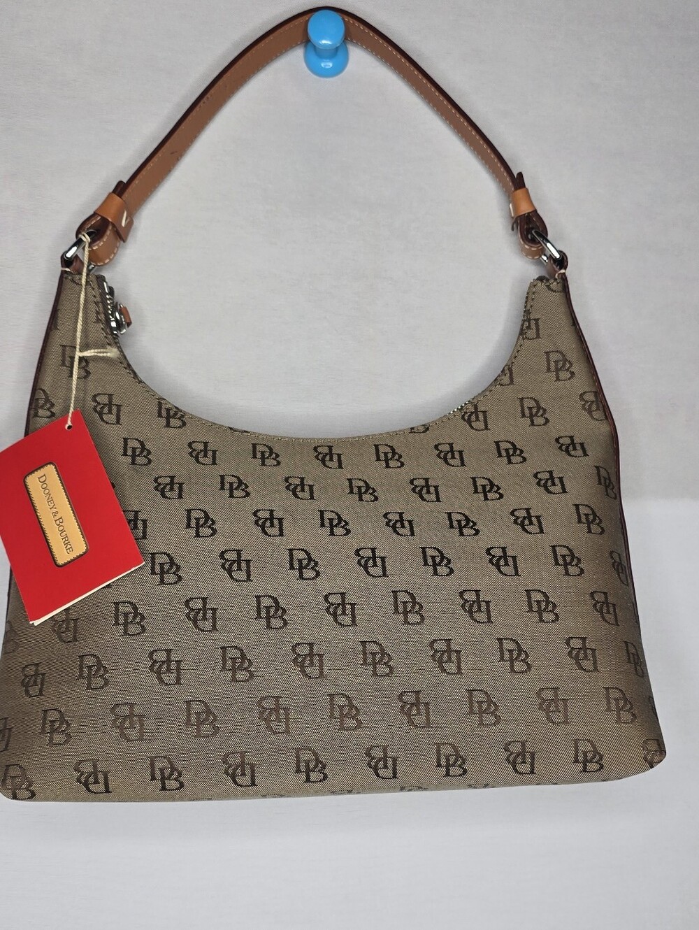 NWT Y2k Dooney & Bourke Hobo Bag Canvas Brown Logo Medium Size